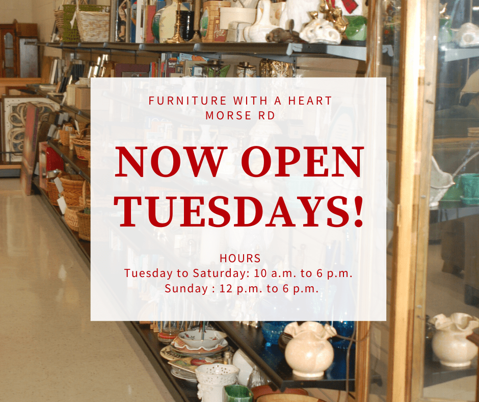 Morse Road Thrift Store Now Open Tuesdays Furniture Bank Of Central Ohio